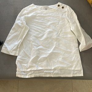 ELLEN TRACY LINEN WHITE BLOUSE SIZE S